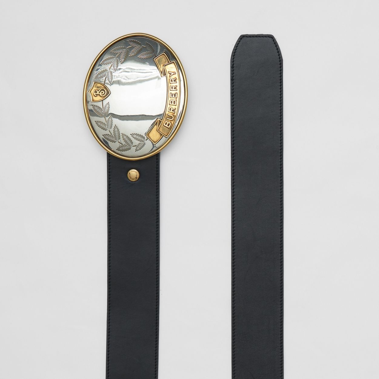 Oak Leaf Crest Leather Belt - 5