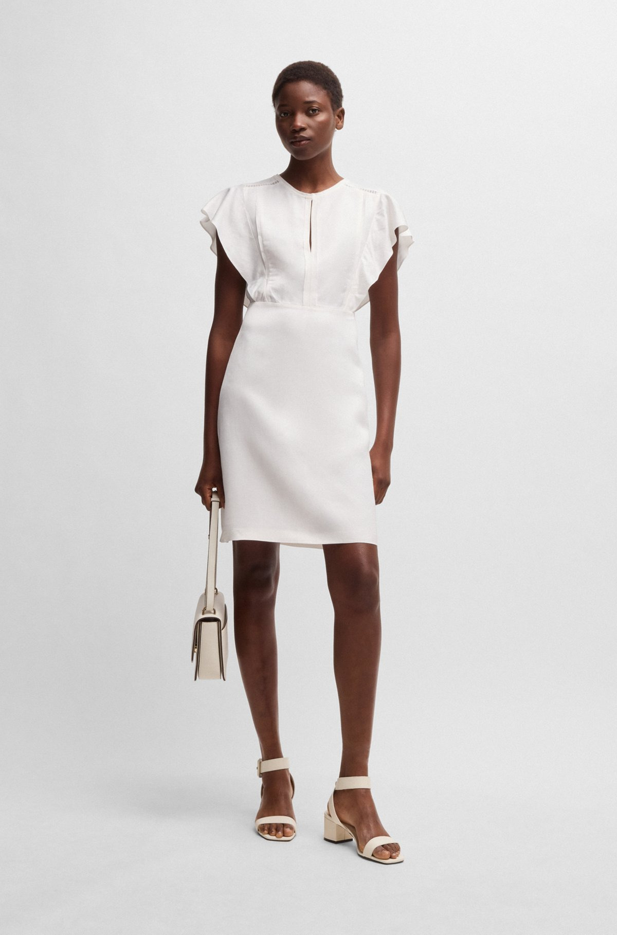 KEYHOLE-NECKLINE DRESS WITH FRILLED SLEEVES - 2