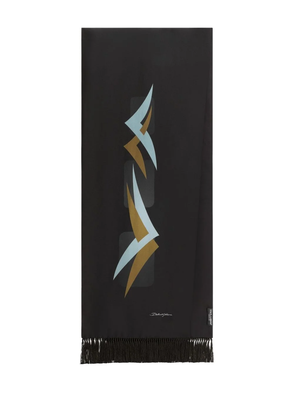 fringed-hem graphic scarf - 1