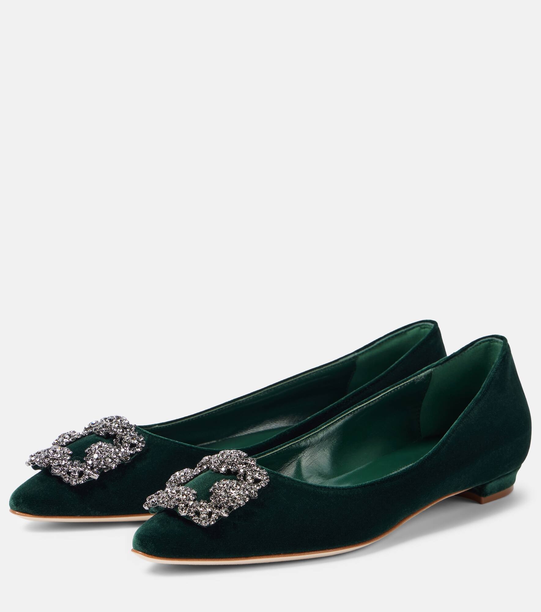 Hangisi embellished velvet ballet flats - 5