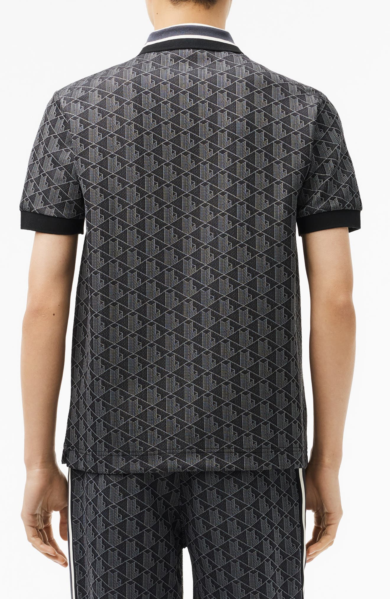 Lacoste Monogram Jacquard Polo in Black Graphite at Nordstrom - 2