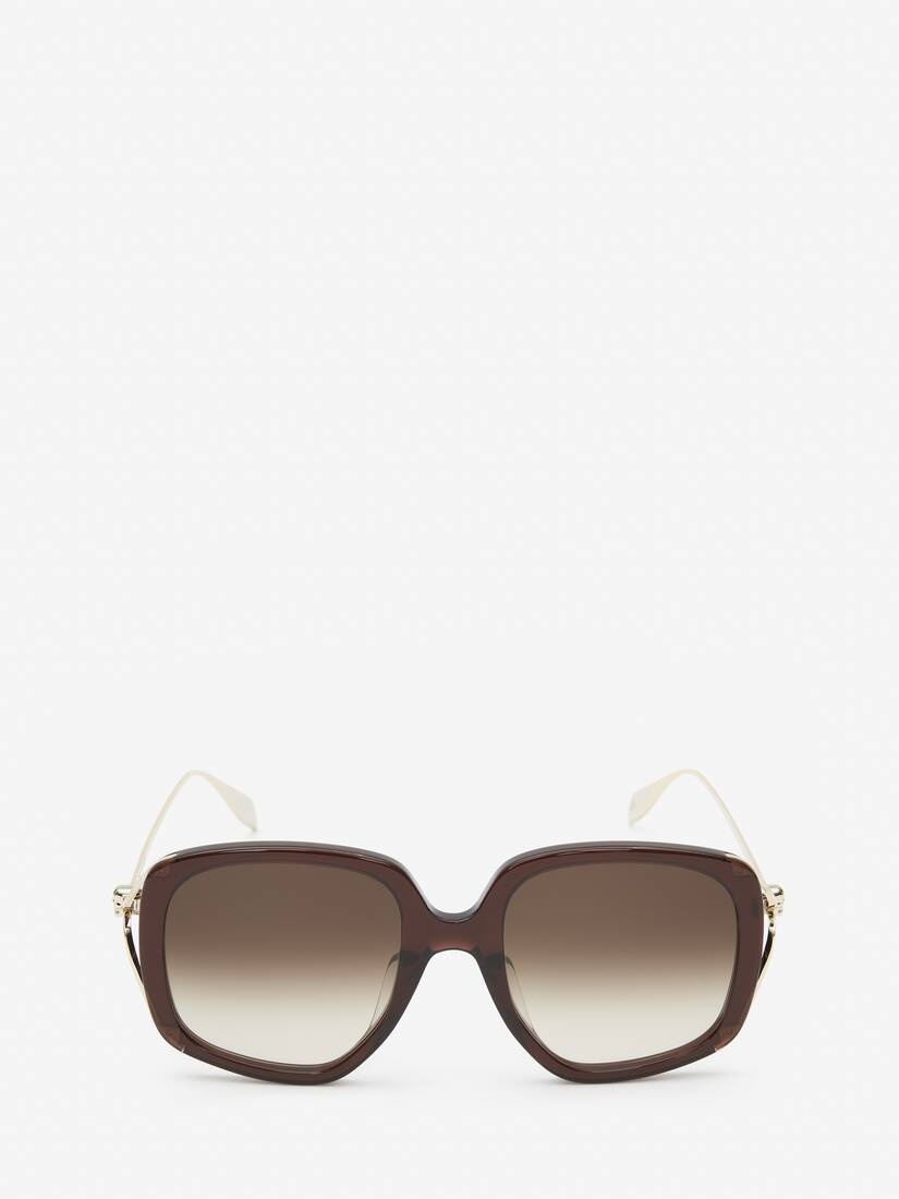 Women's Skull Hinge Soft Square Sunglasses in Brown - 1