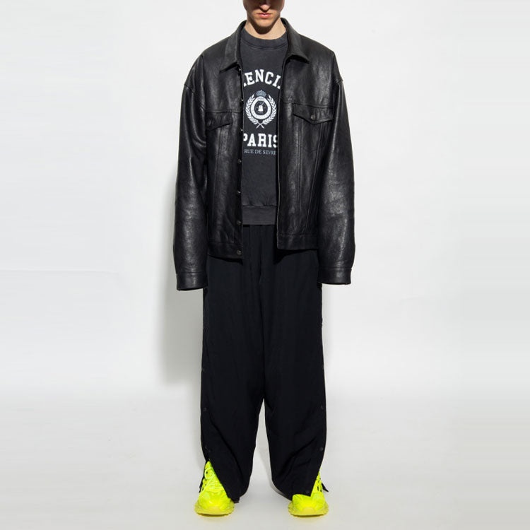 Balenciaga Est. 1917 College Logo Print Crewneck Sweatshirt 'Washed Black' 697869TMV991000 - 2
