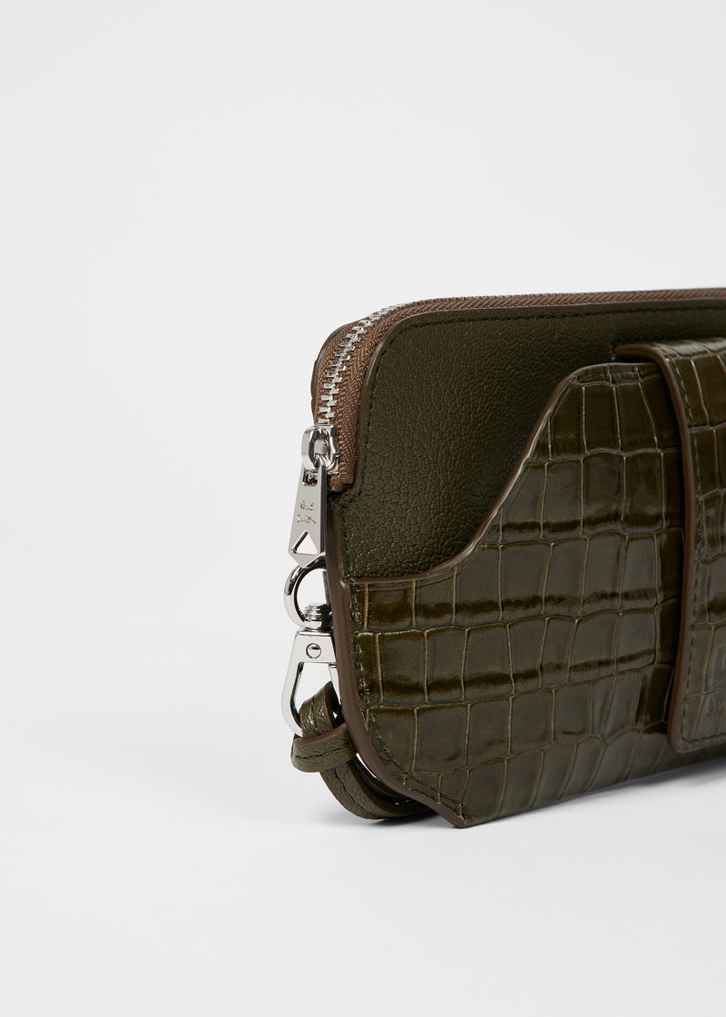 Olive Green Croc Travel Pouch 3
