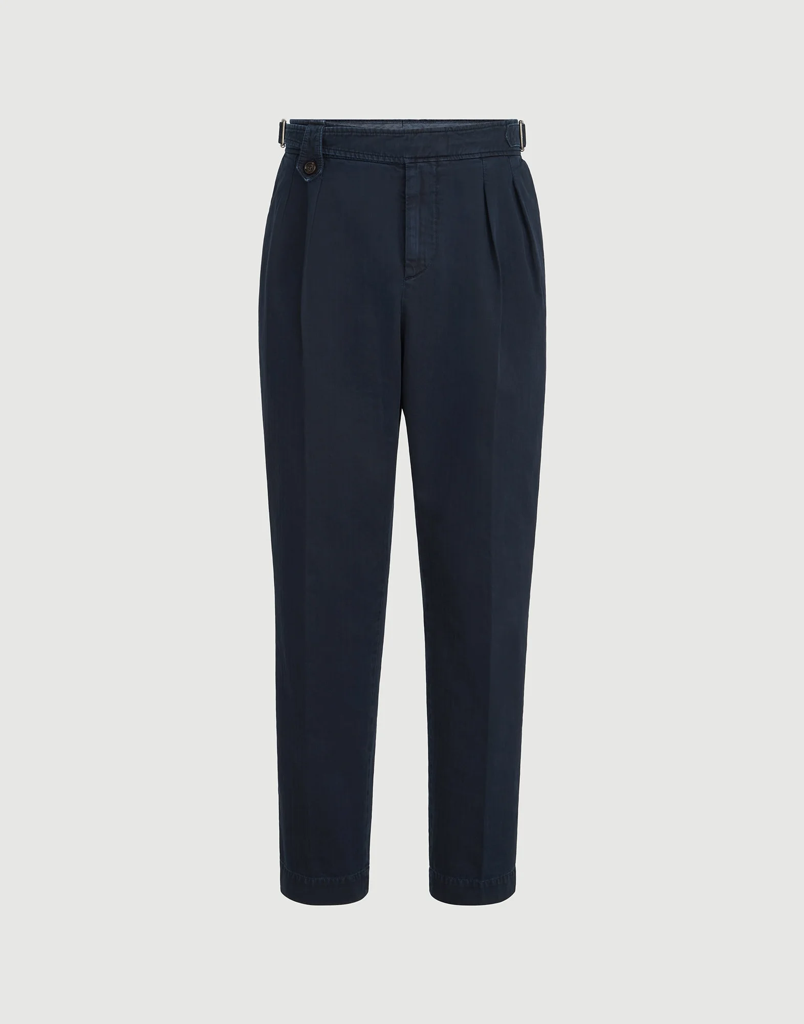 Cotton chevron trousers with double pleats and waist tabs - 1