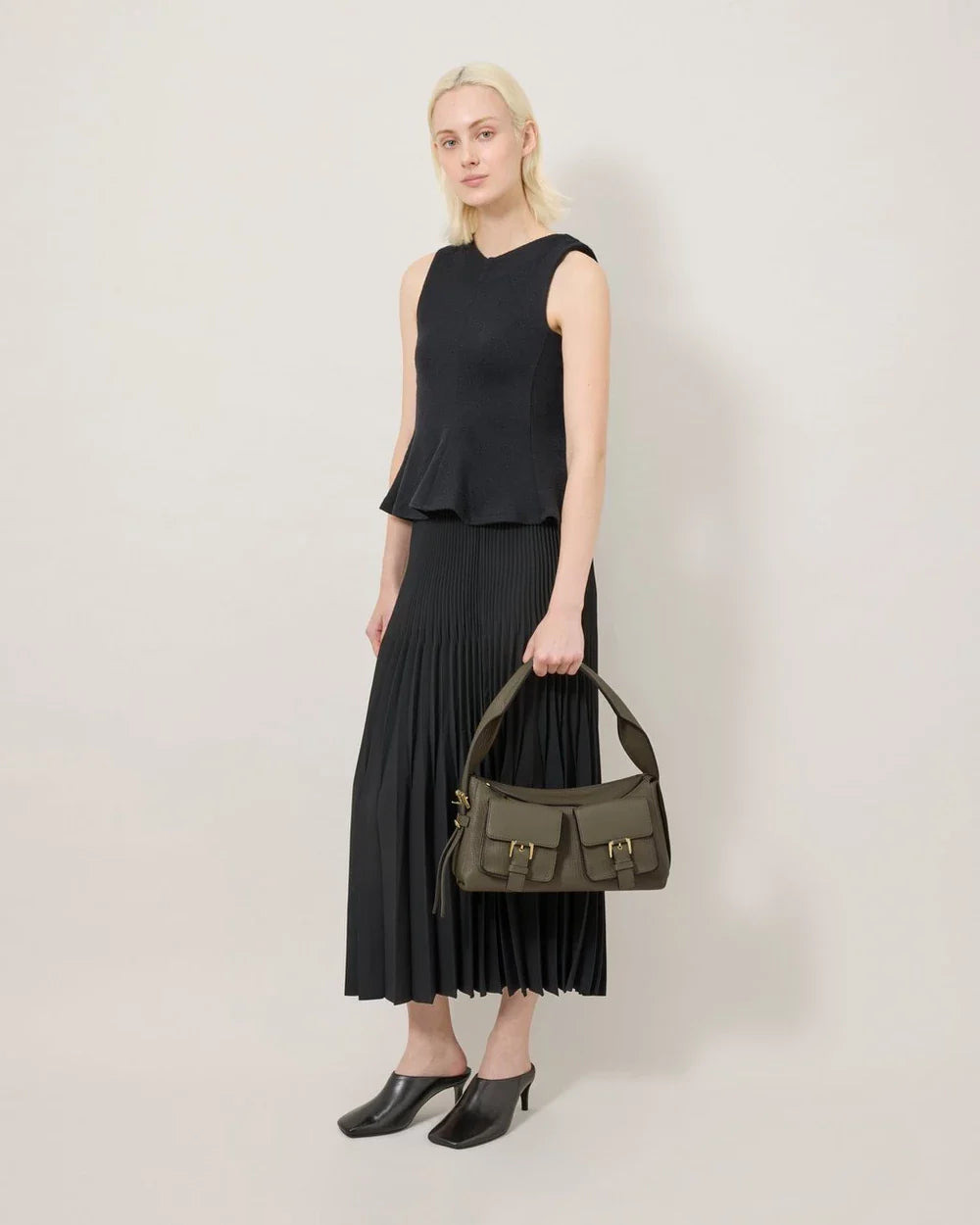 Maggie Shoulder Bag Linen Green Natural Grain - 2