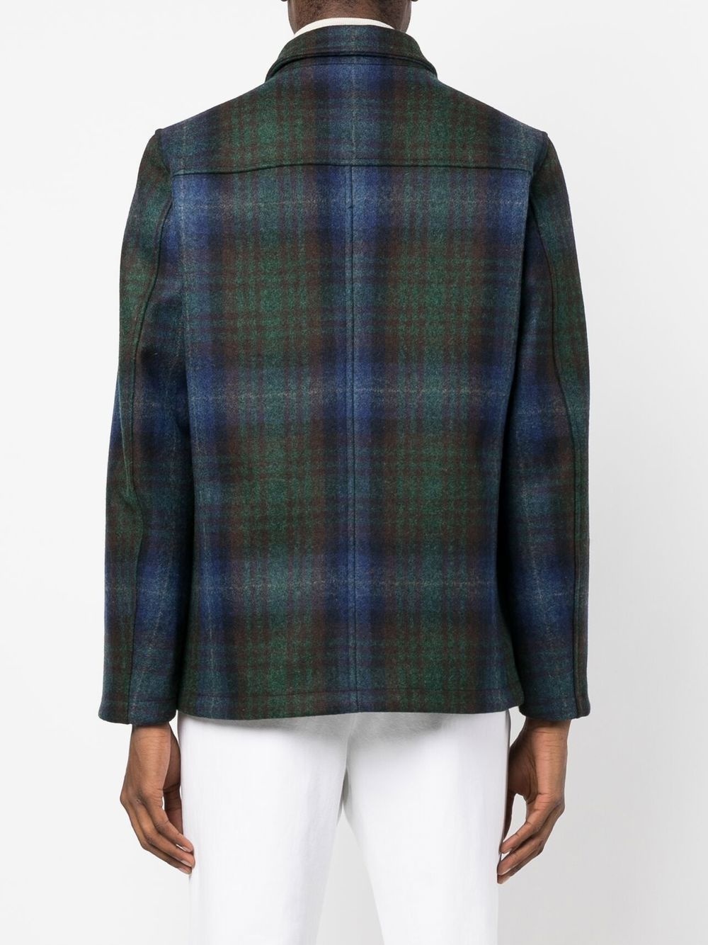 plaid virgin-wool shirt jacket - 4