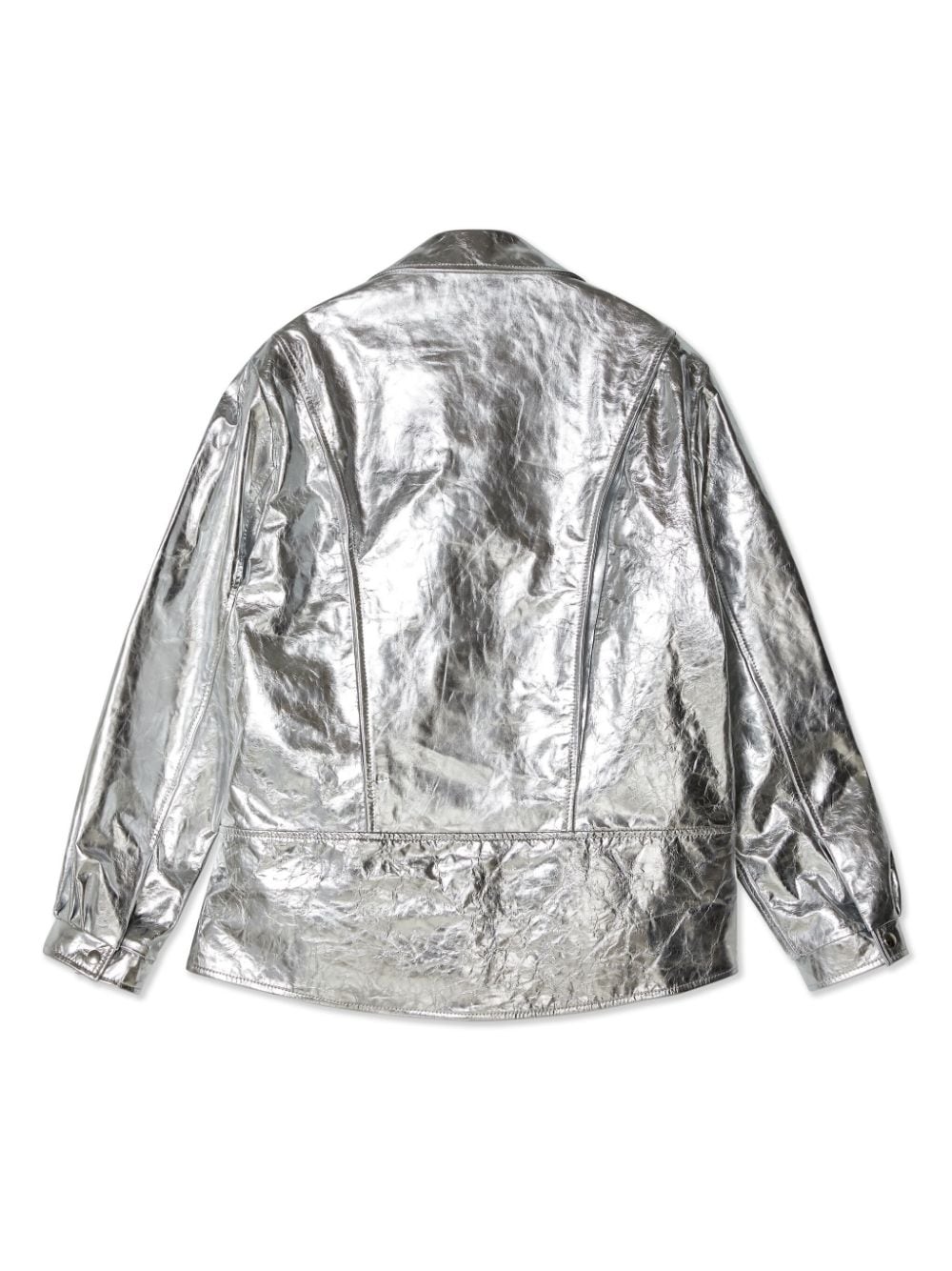 metallic leather biker jacket - 2