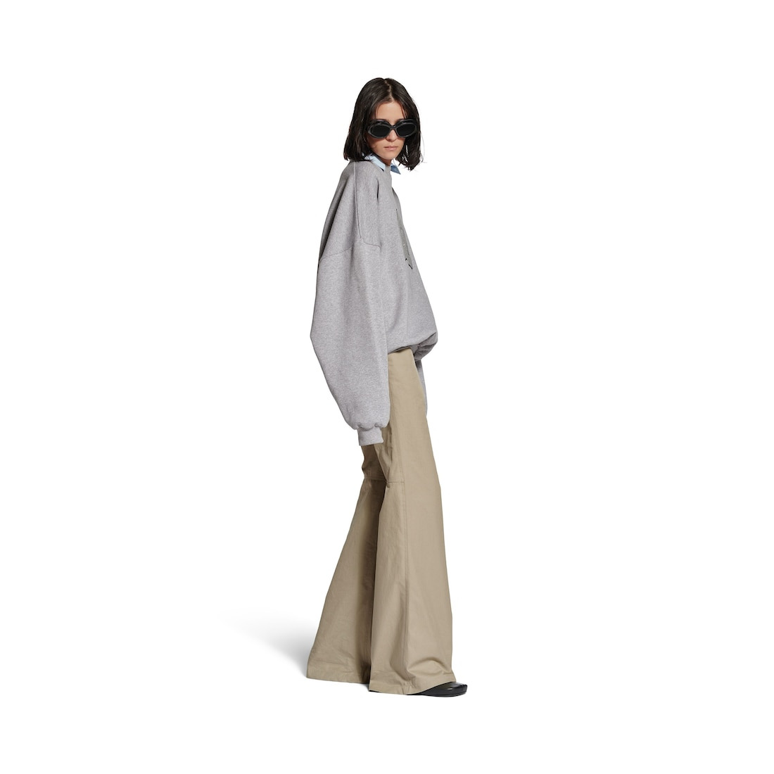Women's Flared Pants in Military Beige - 3