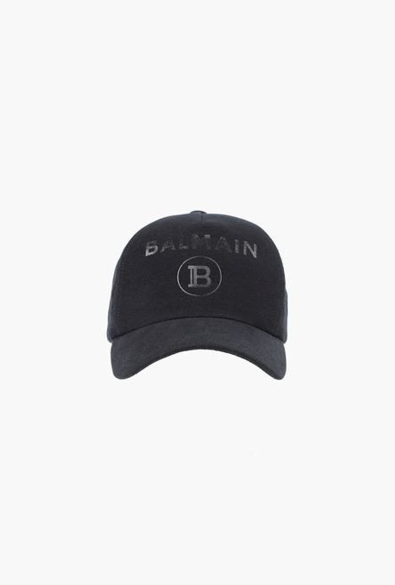 Black cotton cap with black Balmain Paris logo 1