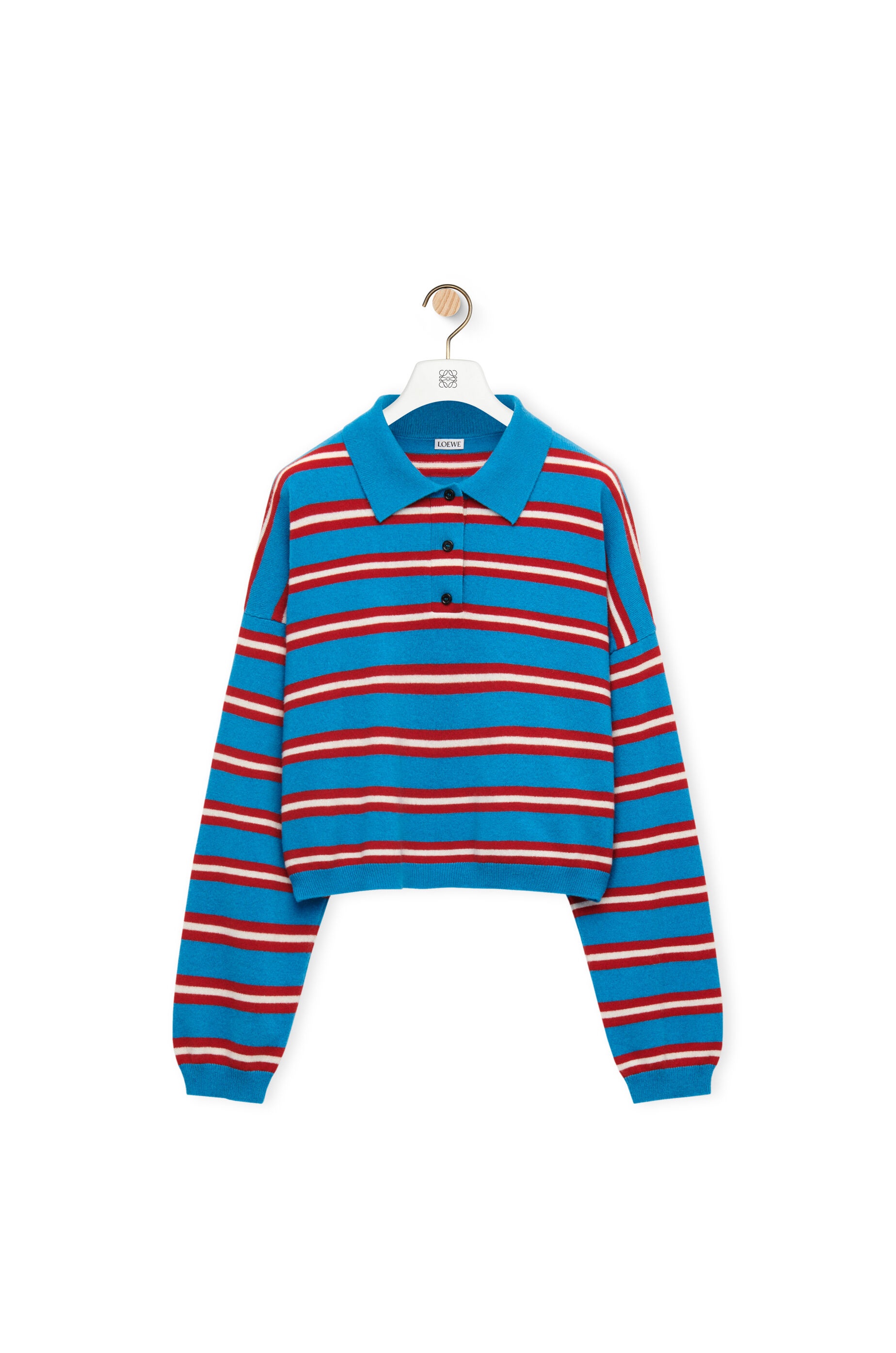 Stripe polo collar sweater in wool - 1