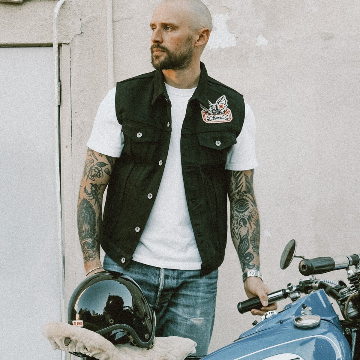 IHV-IHxDM-01 Iron Heart x DicE x Giulio Miglietta Collaboration 21oz Non-Fade Denim Type III Vest wi - 5