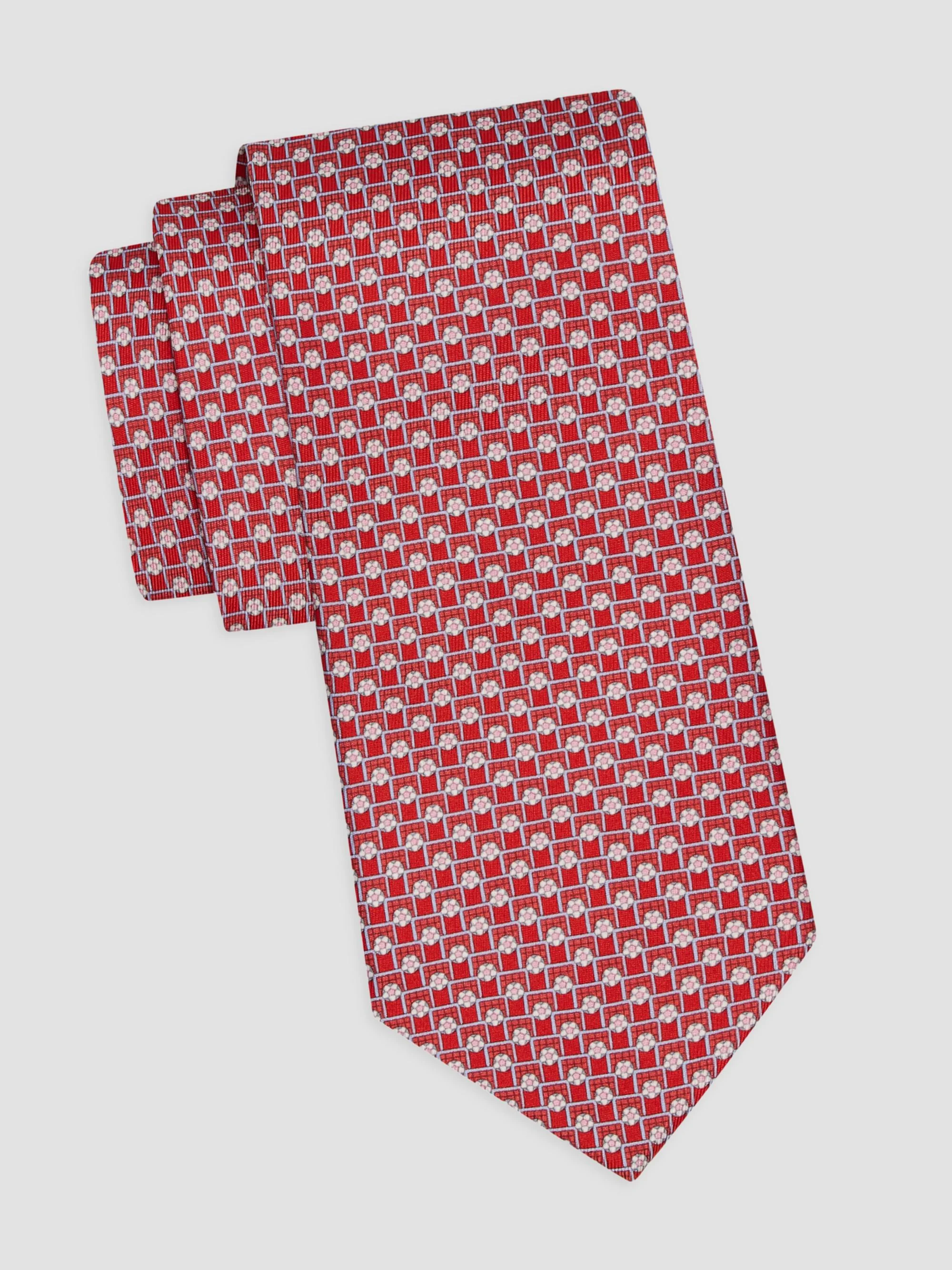 Men's Charlie-Print Silk Tie - Rosso - 1