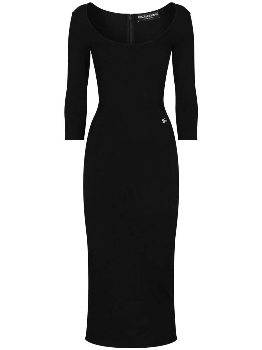 Dolce & Gabbana Black Sicily Fitted Midi Dress Clothing - 1