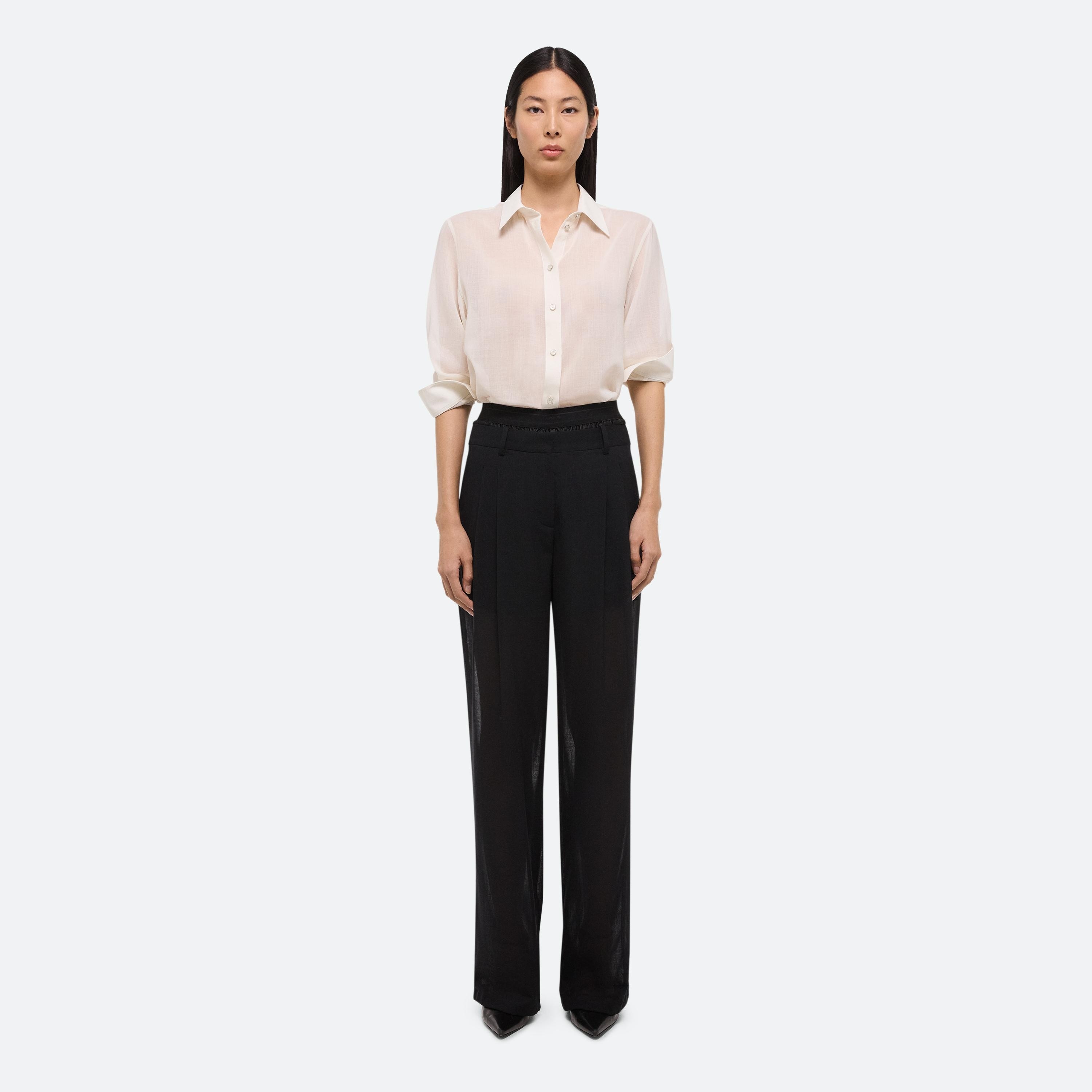 SHEER DOUBLE-PLEATED PANTS - 3