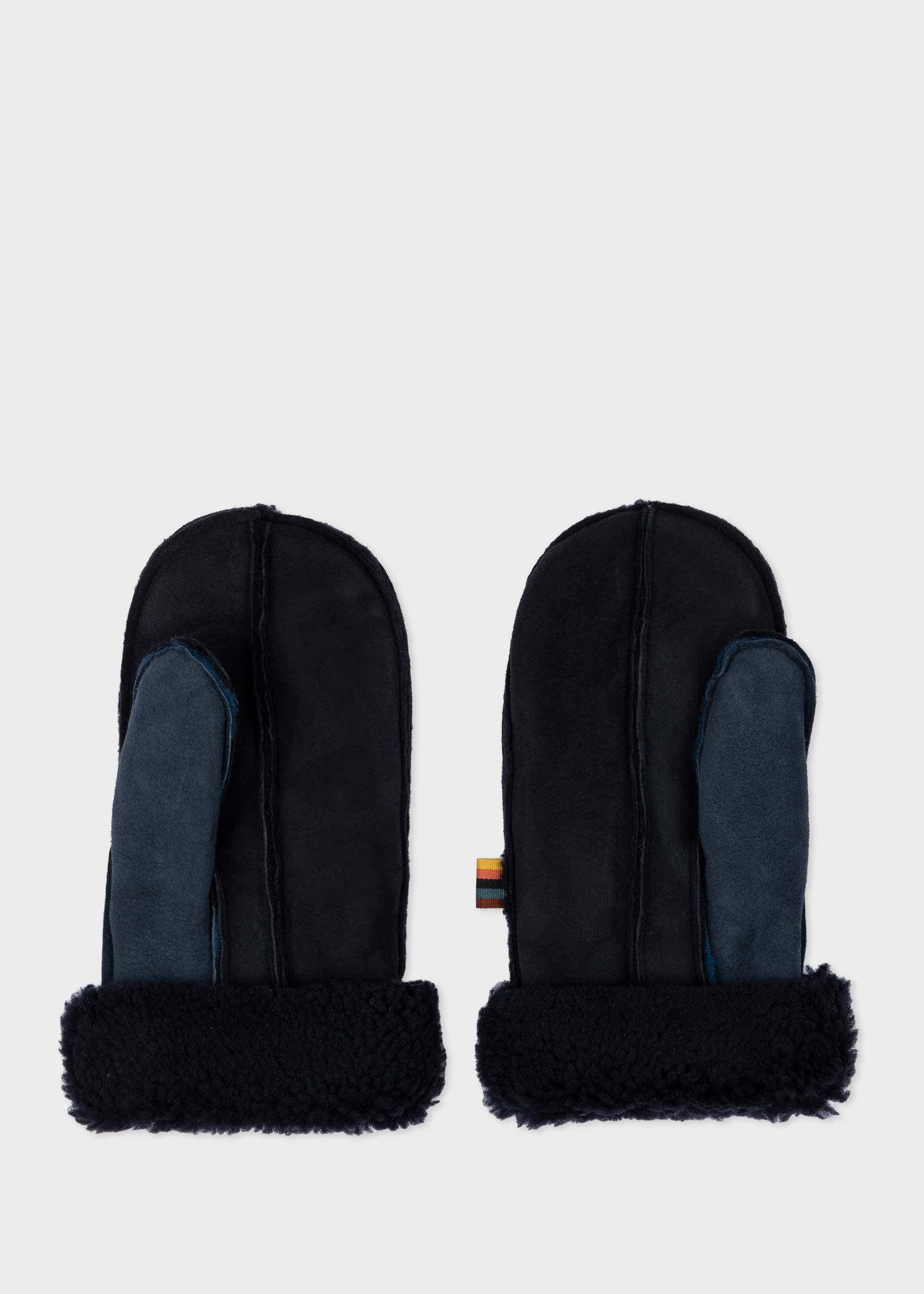 Navy Blue Shearling Mittens - 2