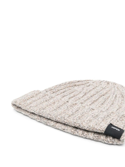 Aspesi cable-knit wool beanie hat outlook