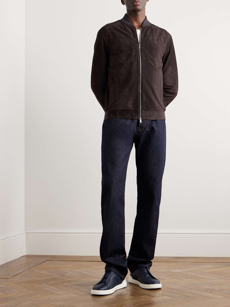 ZEGNA Leather-Trimmed Suede Bomber Jacket outlook
