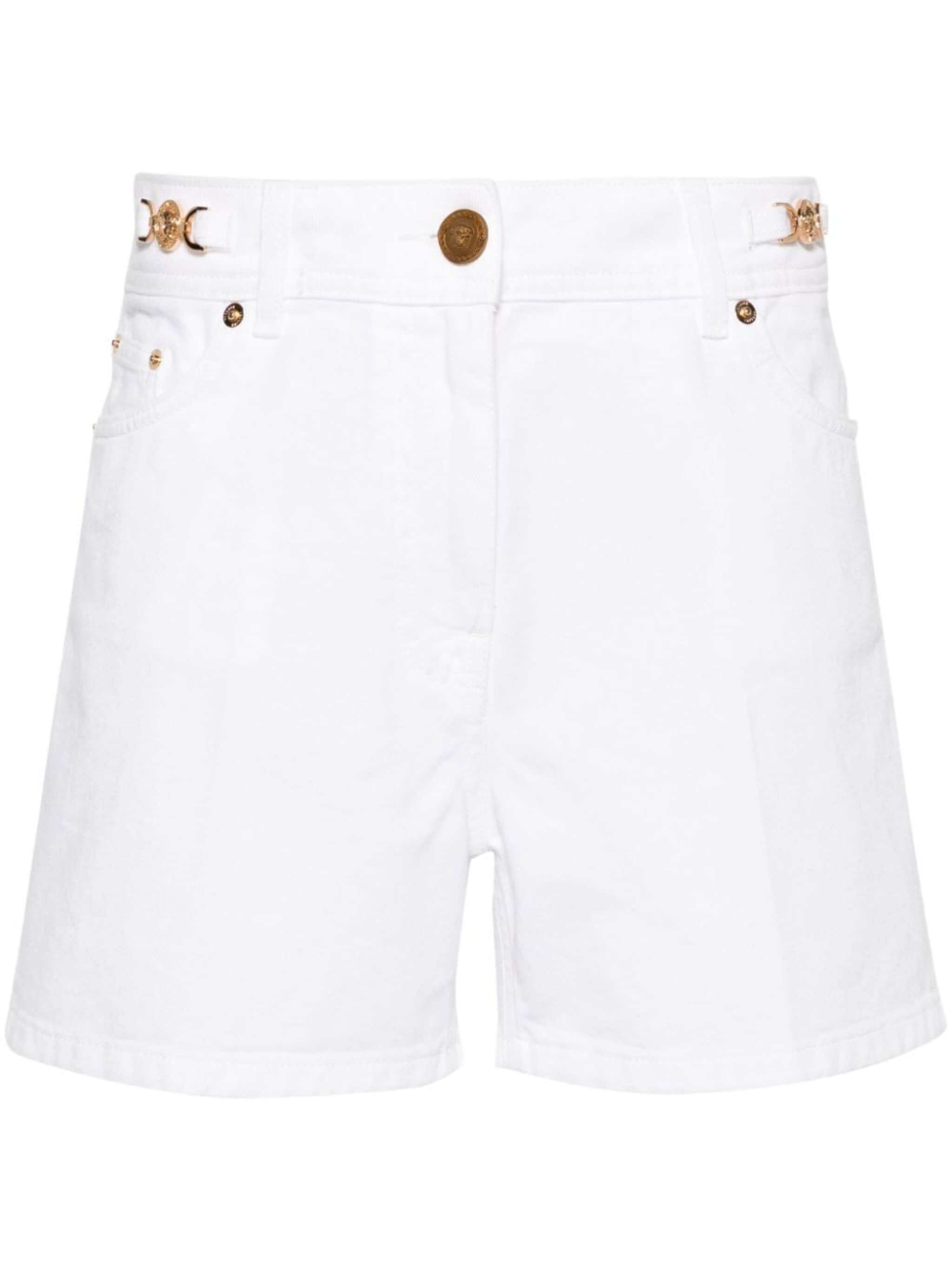 high-rise straight-leg denim shorts - 1