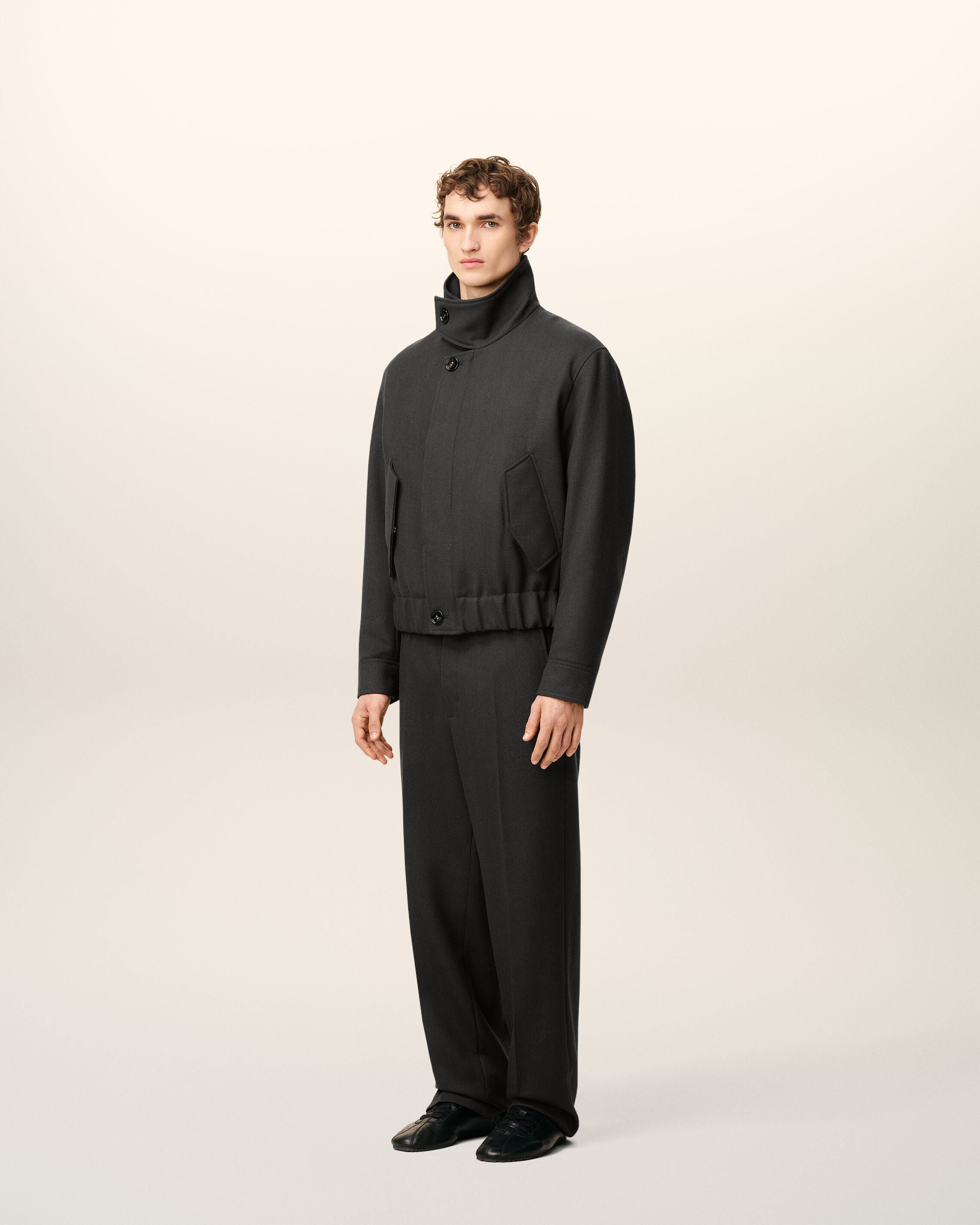 BLACK WOOL HARRINGTON JACKET - 6
