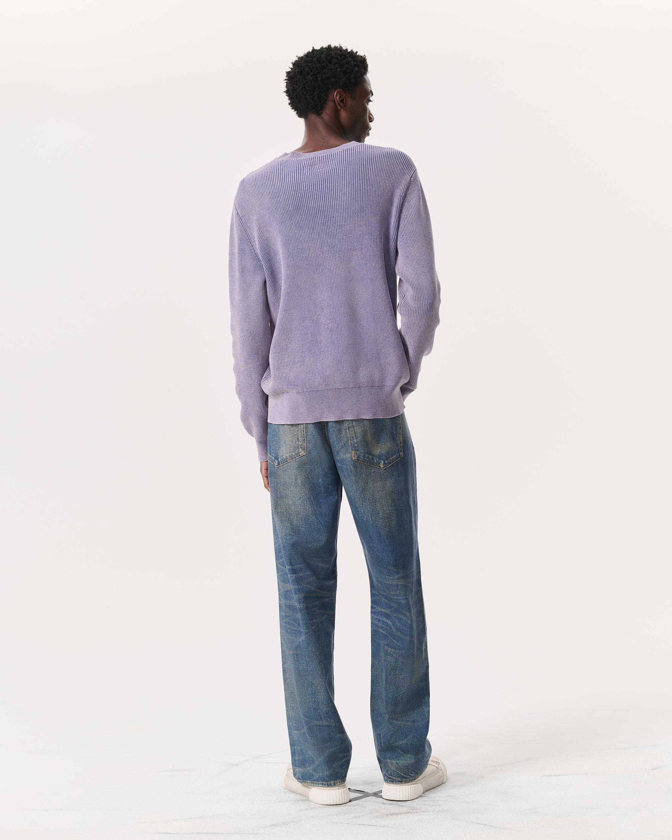 Acid-Wash Cotton-Blend Crewneck Sweater - 5