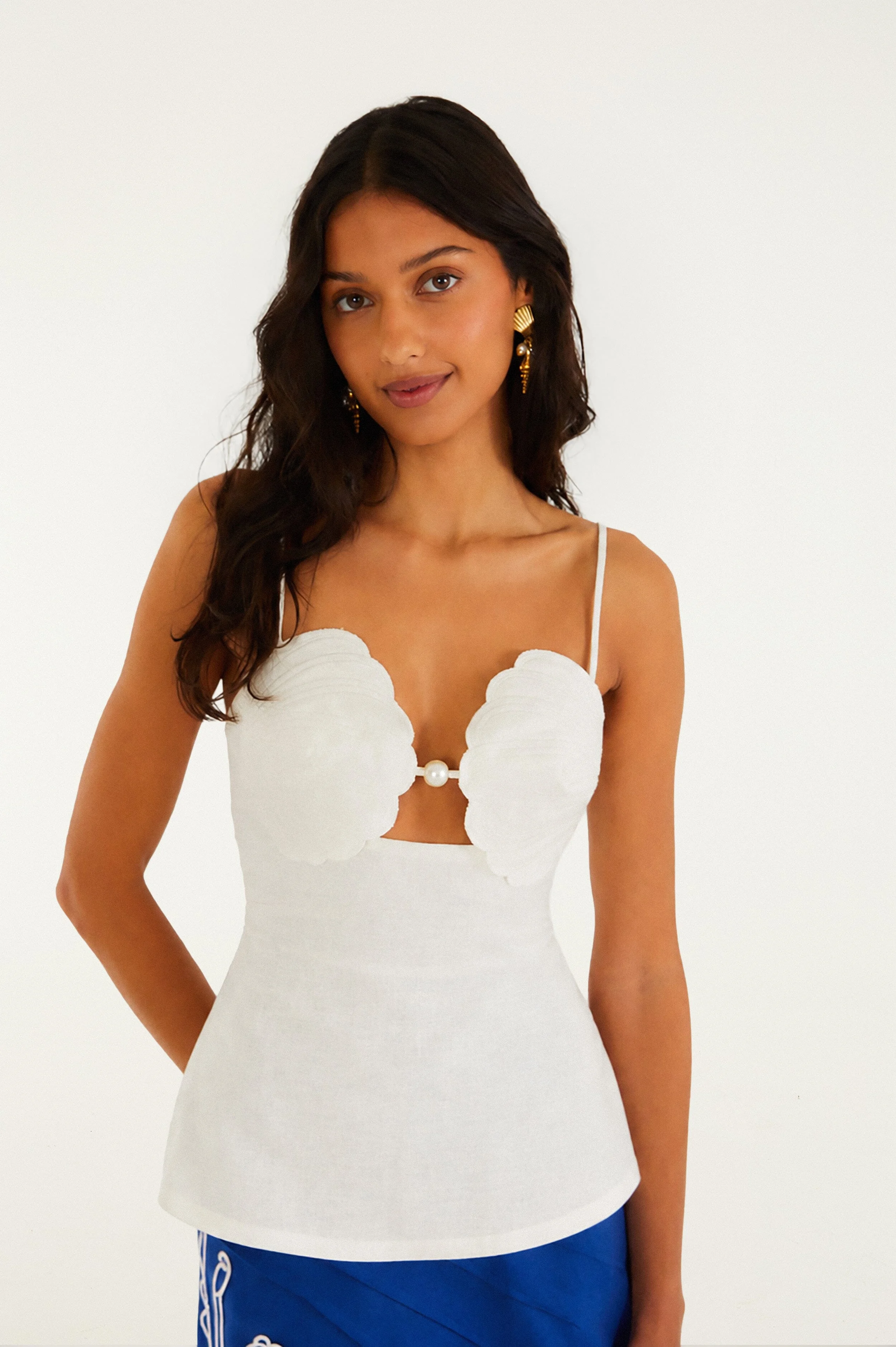 Off-White 3D Shell Euroflax Premium Linen Peplum Blouse - 1