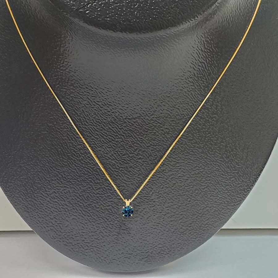Maulijewels - Maulijewels 1.00ct D-VVS1 Blue Moissanite Diamond 14k Yellow Gold Solitaire Necklace with Gold Plate - 5