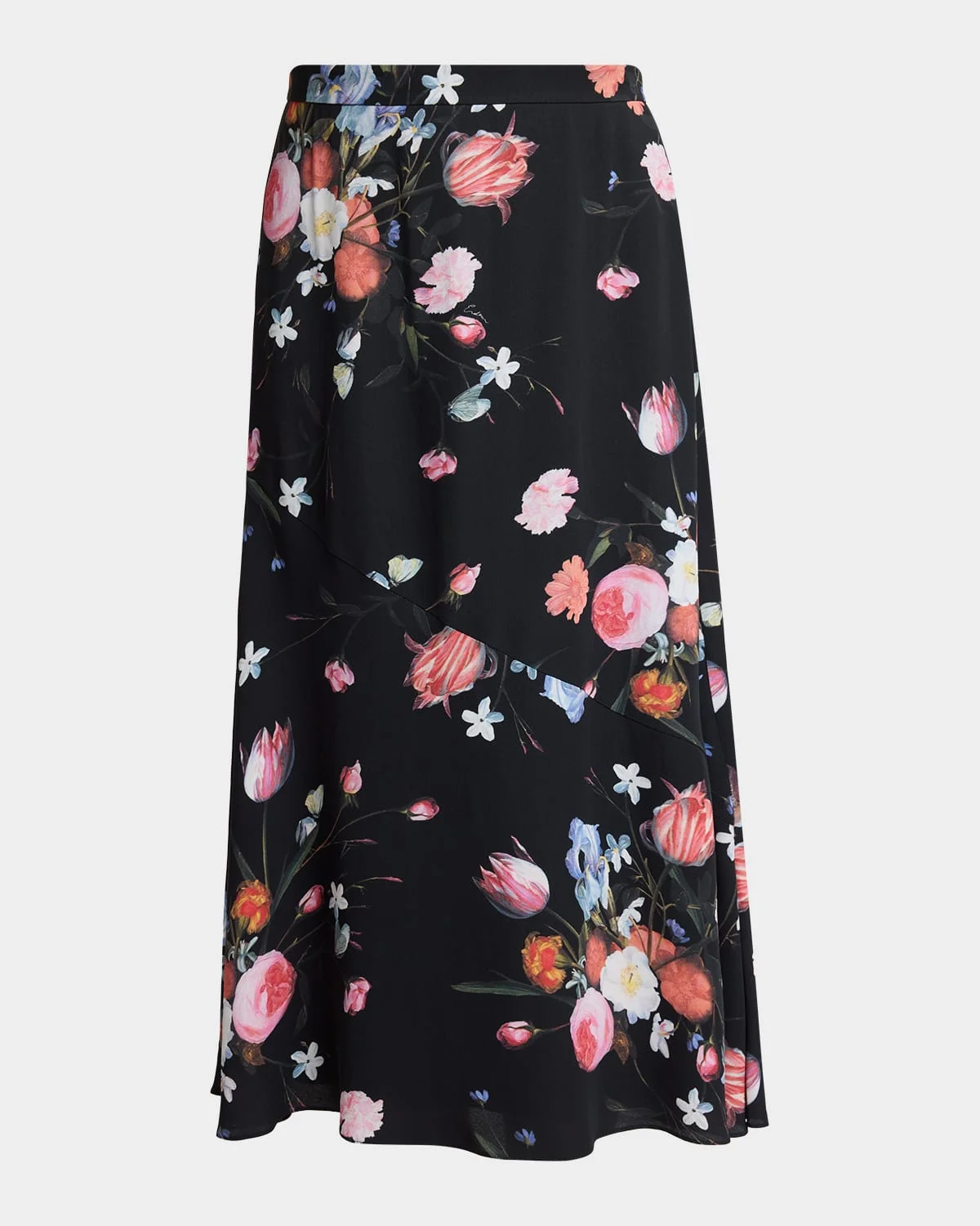Floral-Print Crepe A-Line Midi Skirt - 1