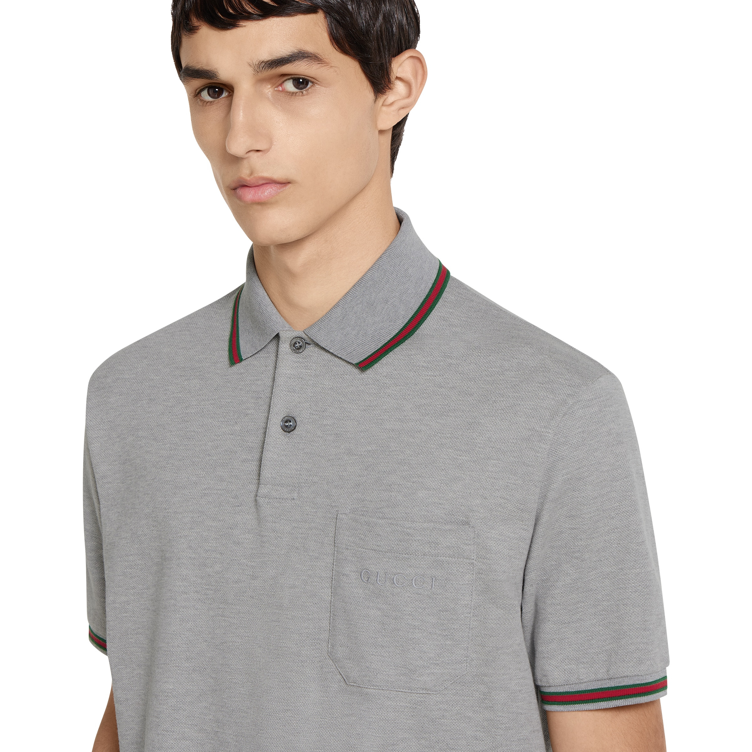Cotton piquet polo shirt with embroidery - 5