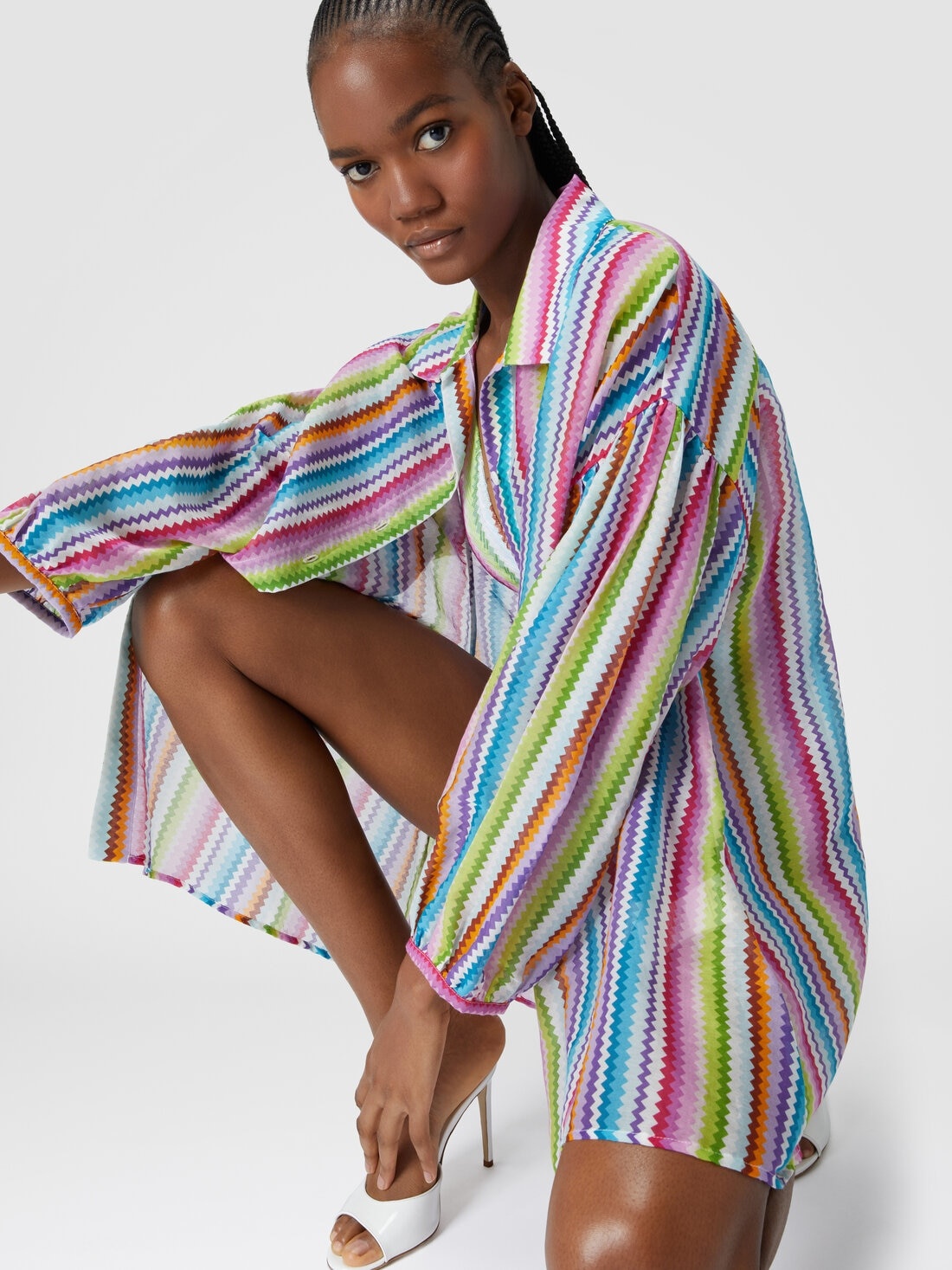 Oversized printed silk and cotton shirt - 4