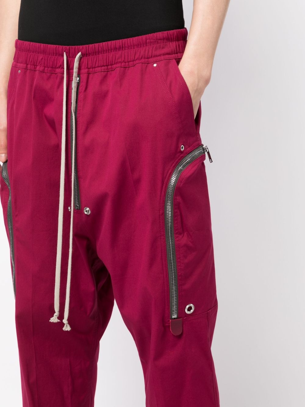 eyelet-embellished drawstring drop-crotch trousers - 5