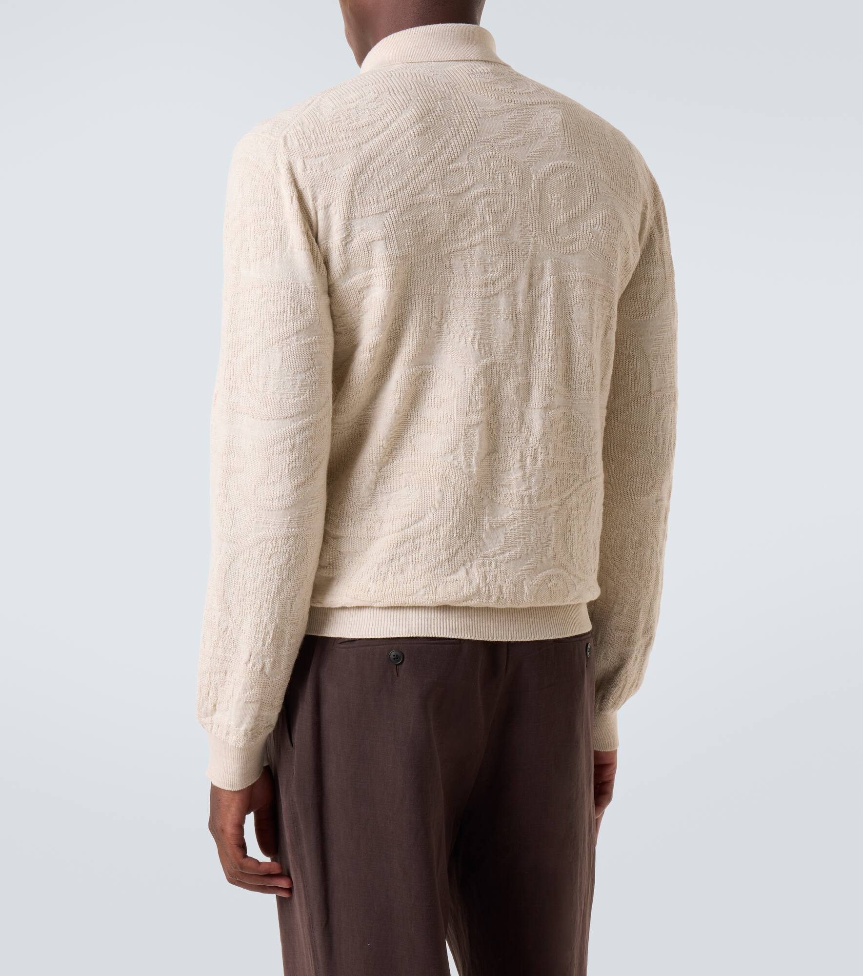Jacquard wool-blend polo sweater - 4