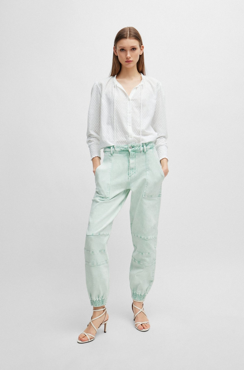BOSS CUFFED RELAXED-FIT CARGO JEANS IN RIGID DENIM outlook