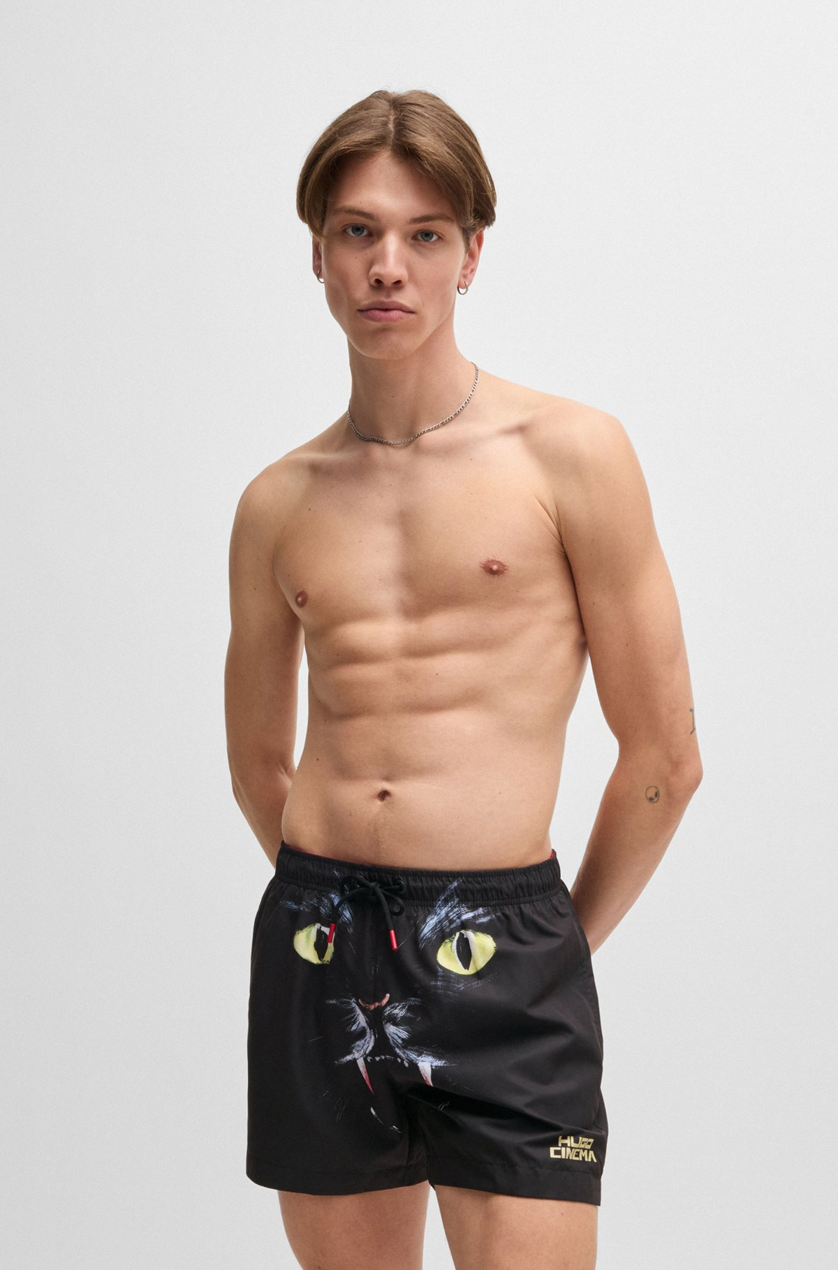 SWIM SHORTS WITH CAT GRAPHIC PRINT - 2