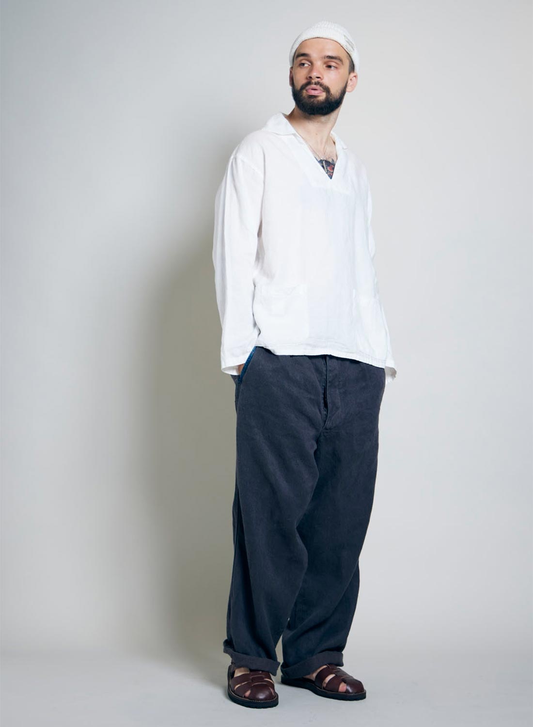 French Pullover Shirt Hemp in Off White - 2