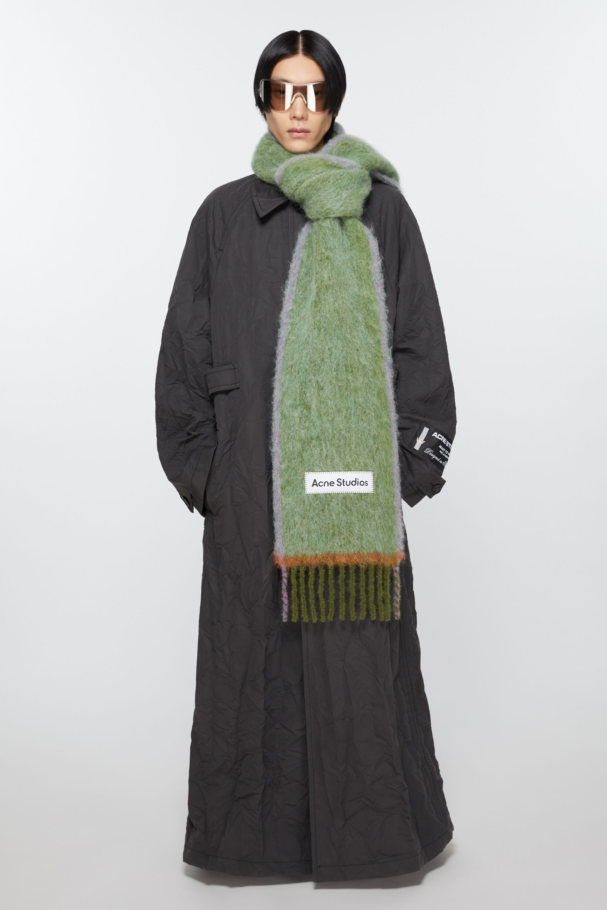 Wool mohair scarf - Narrow - Grass green - 2