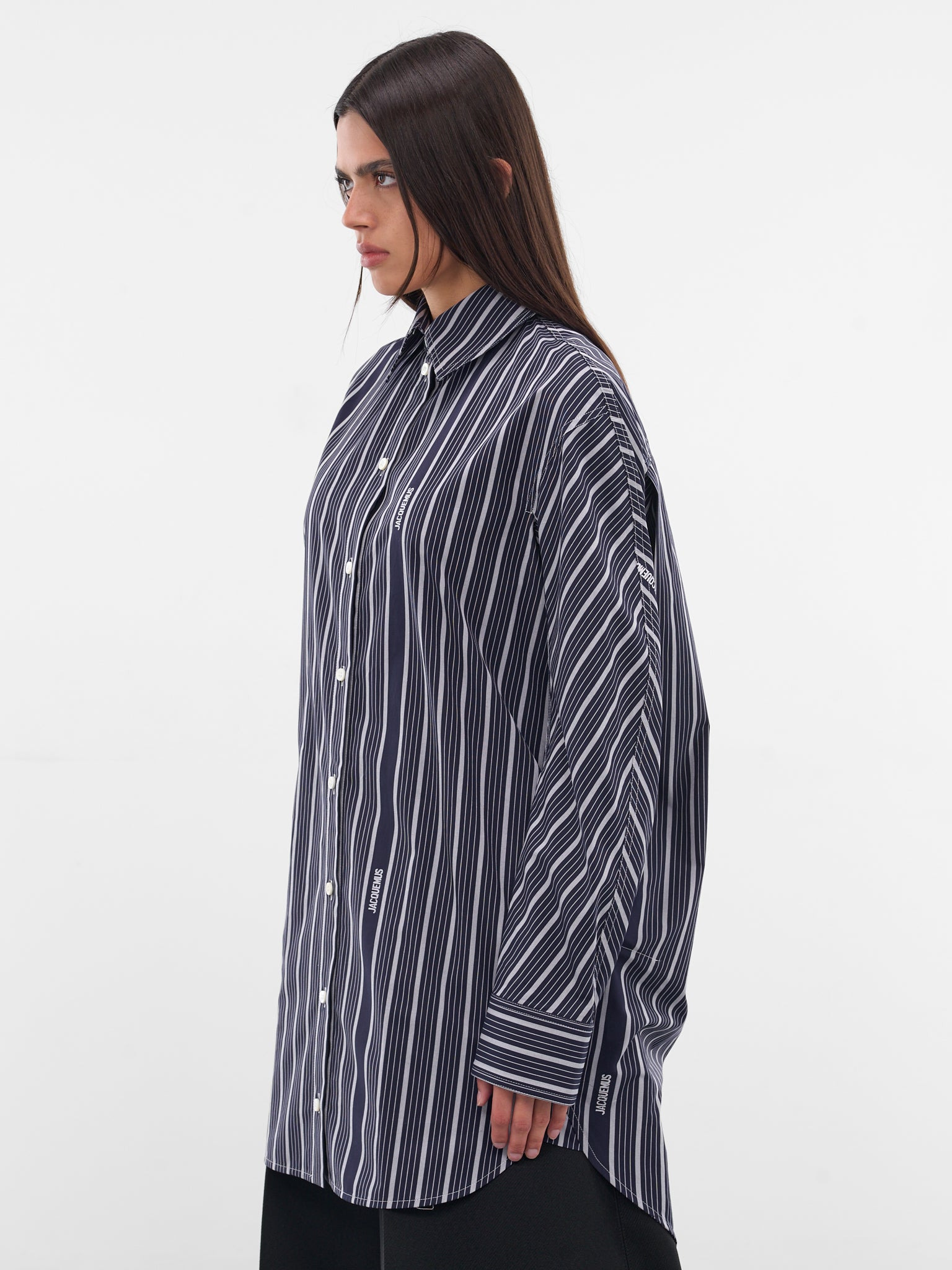 Black Striped Shirt Dress - 2