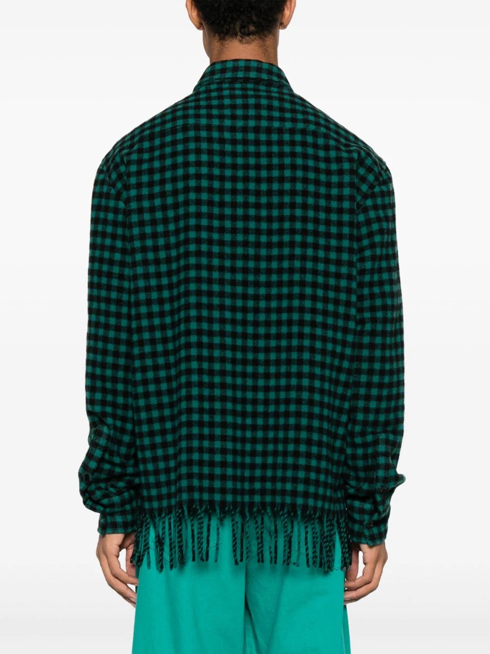 FRINGED CHECKED WOOL SHIRT - 4