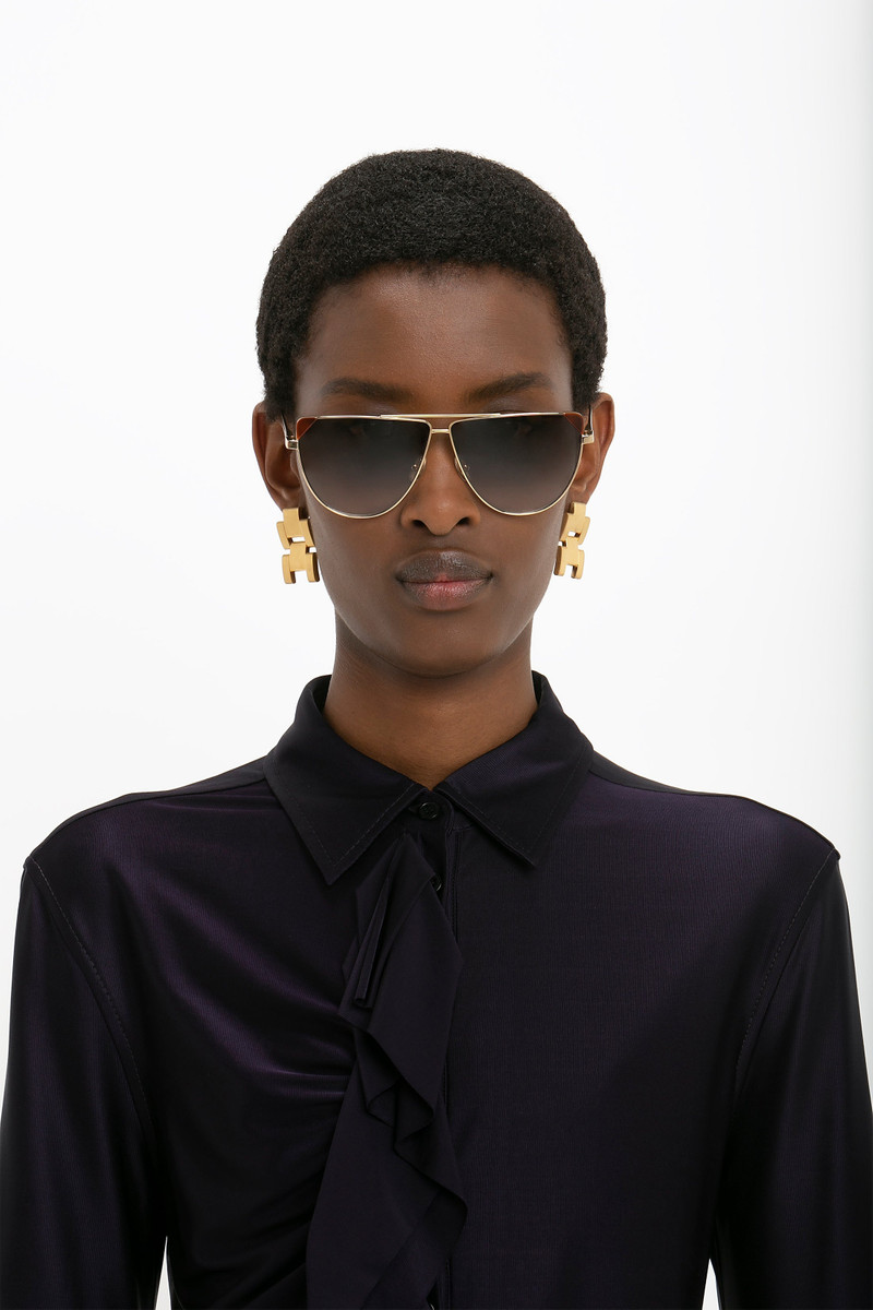 V-Line Aviator In Gold Blonde Havana 3