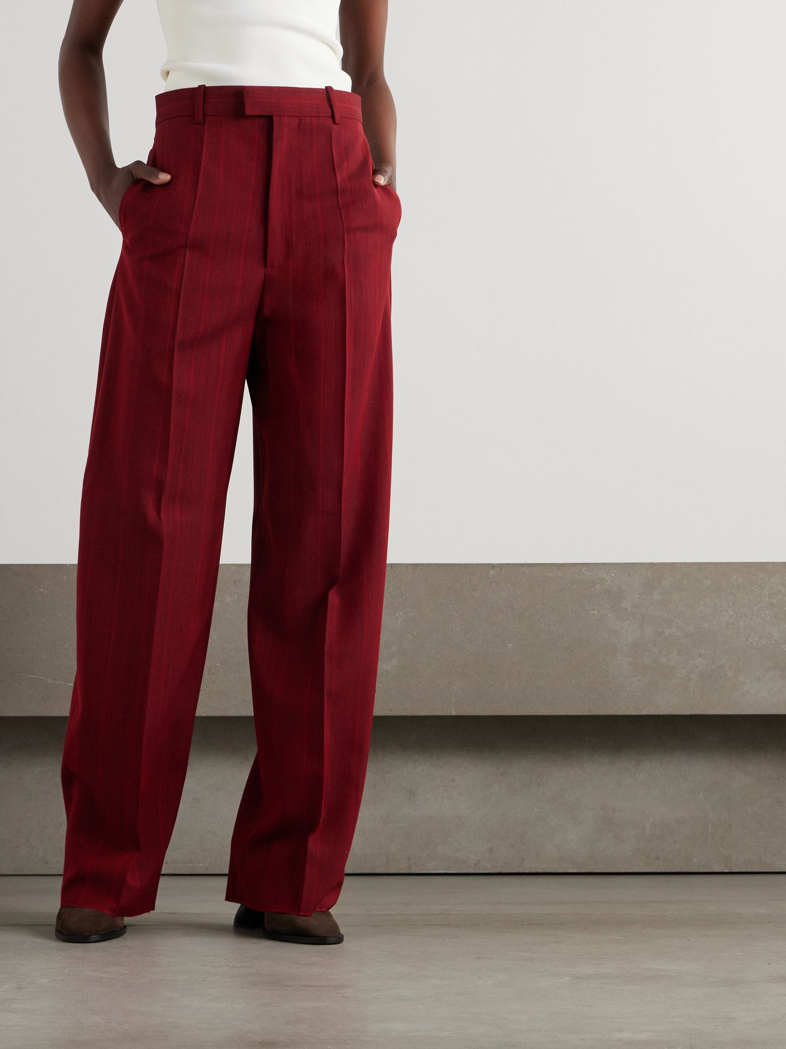 Striped wool-blend pants Red - 3