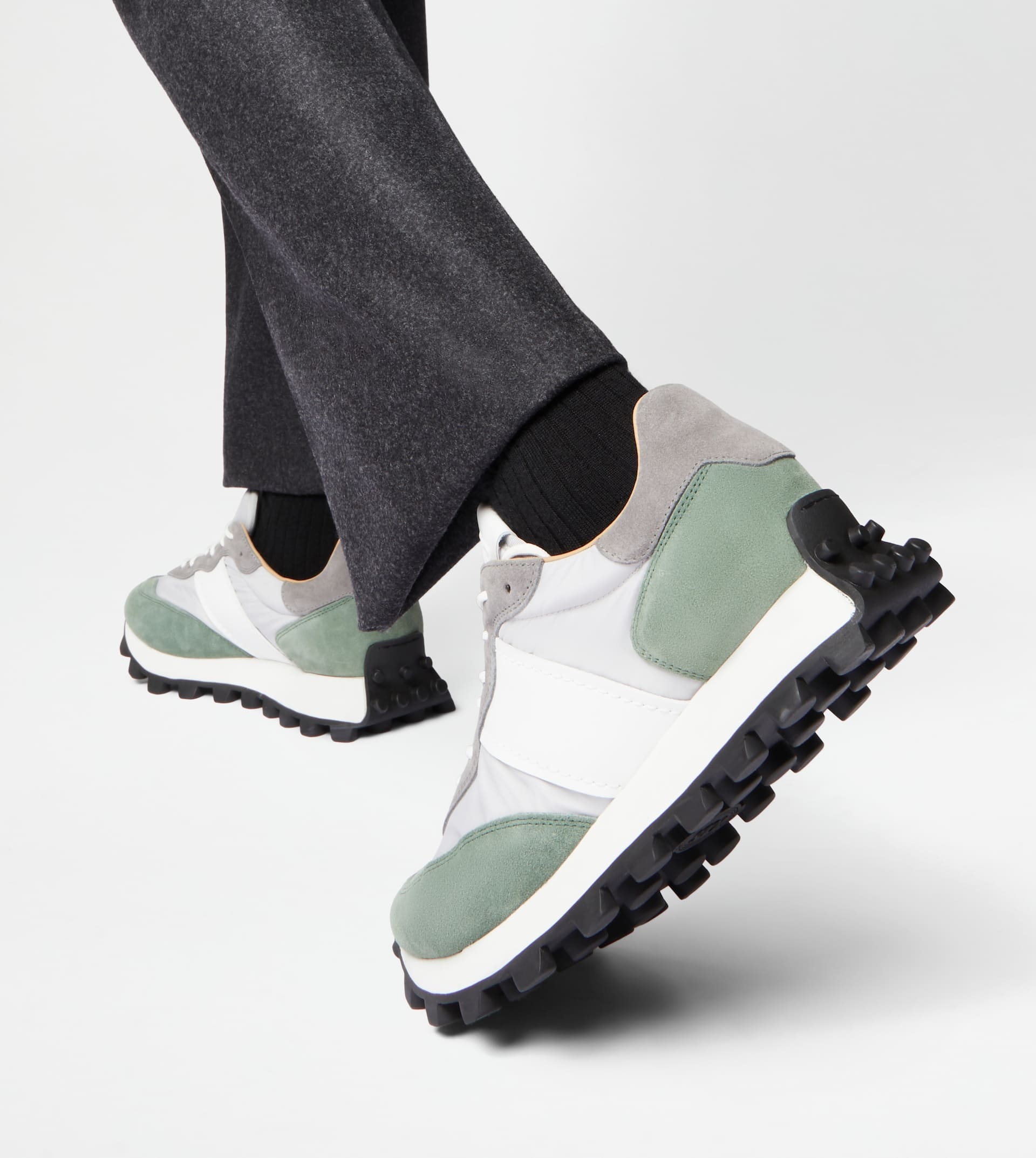 SNEAKERS TOD’S 1T IN SUEDE AND FABRIC - GREEN, GREY, WHITE - 2