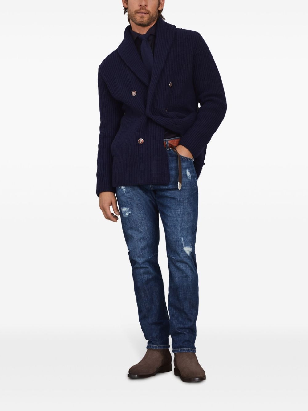 distressed-finish straight-leg jeans - 2