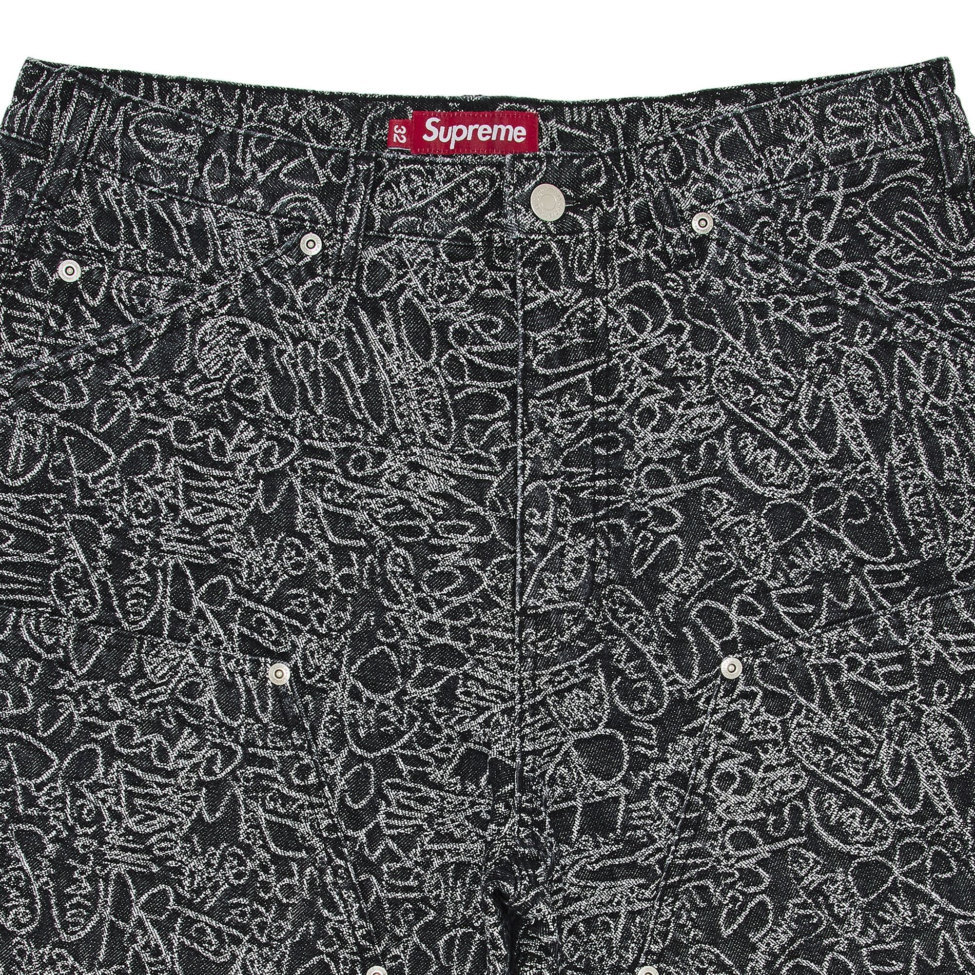 Supreme Handwriting Double Knee Denim Short 'Black' - 3