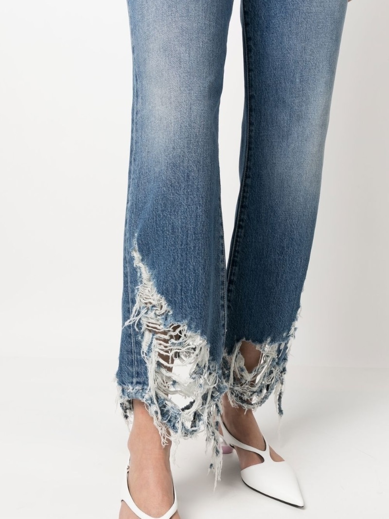 distressed-effect straight-leg jeans - 5