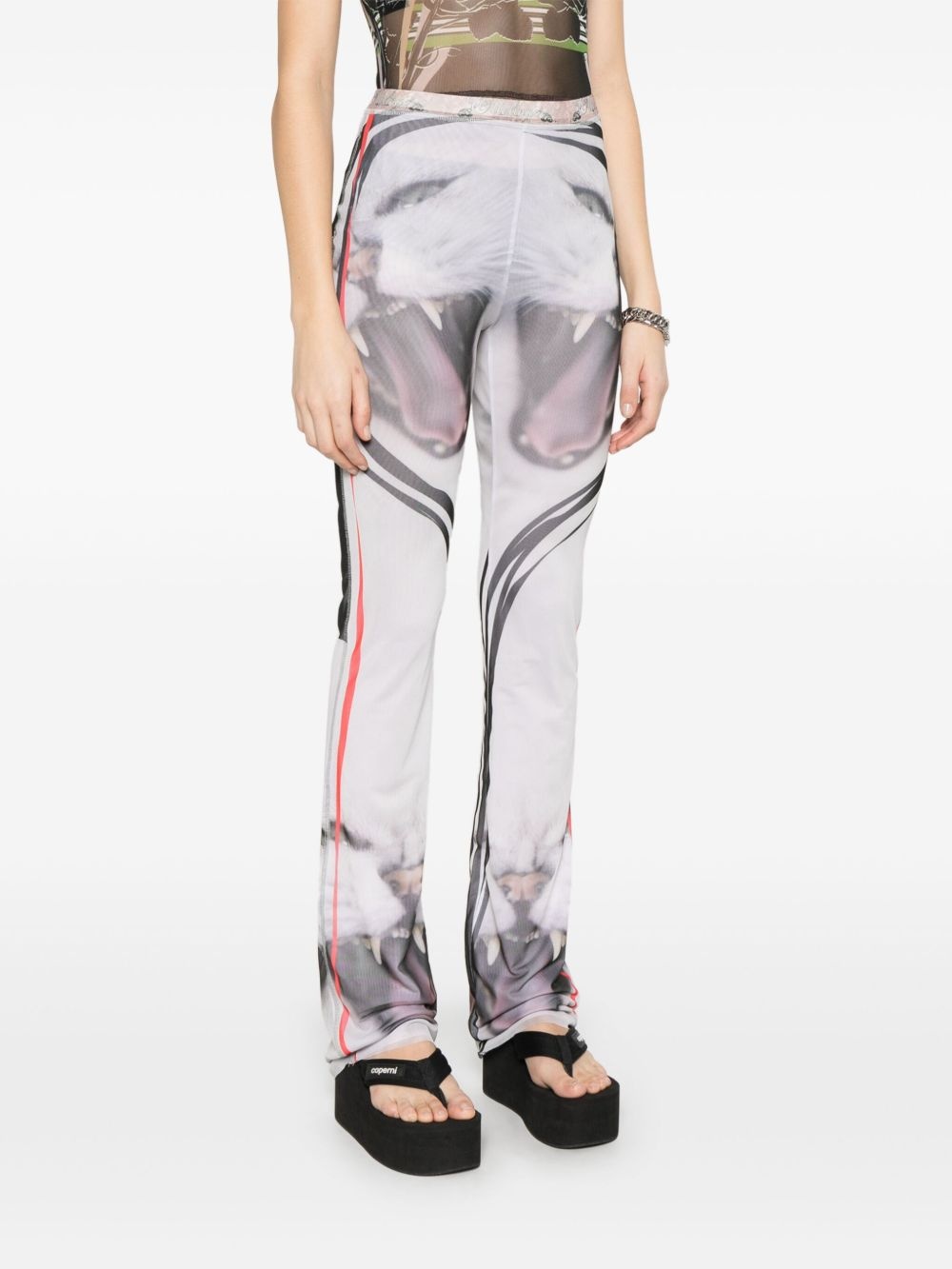 cat-print mesh trousers - 3