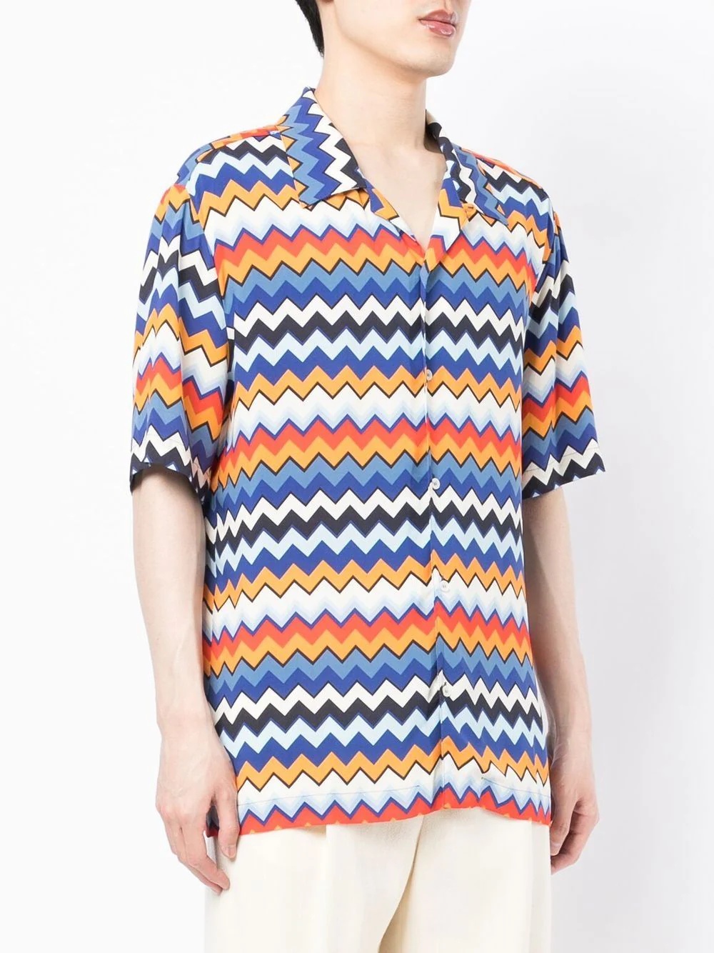 chevron-print short-sleeved shirt - 3