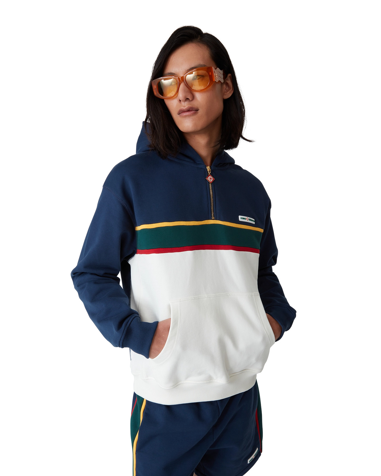 Colourblock Quarter Zip Hooded Sweatshirt - 5