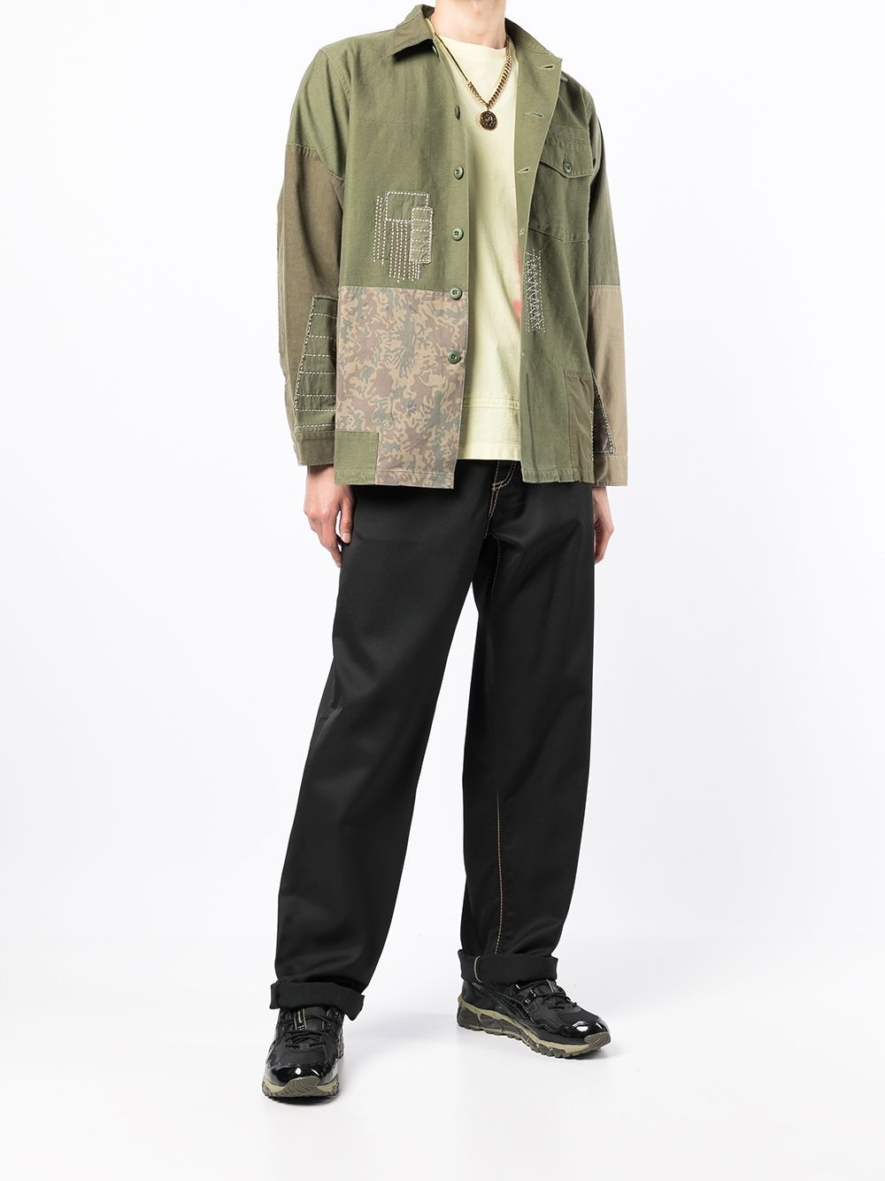 PATCHWORK-DETAIL COTTON SHIRT - 3
