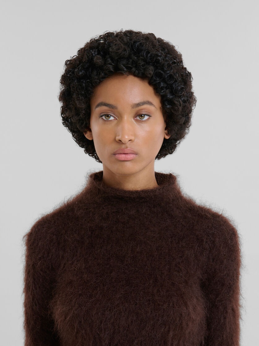BRUSHED BROWN MOHAIR TURTLENECK - 4