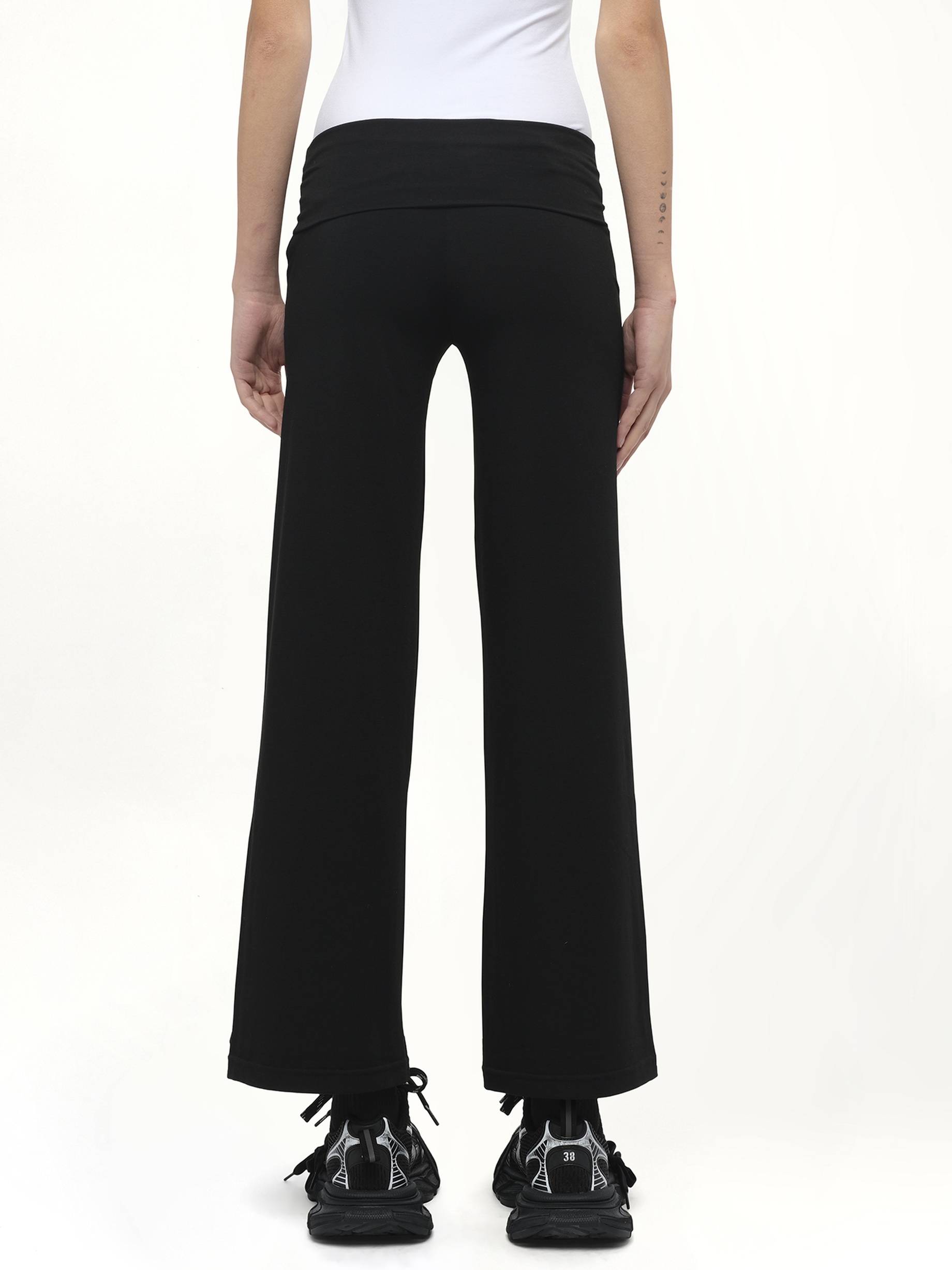 Afternoon Stretch Series - Folded High Waisted Pants in Black - 6
